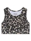 Michael Kors Leopard-print Cropped Tank Top In Black