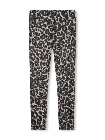 Michael Kors Kids' Leopard-print Jersey Leggings In Black