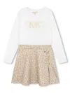 Michael Kors Leopard-print Long-sleeved Dress In White