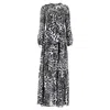 Michael Kors Leopard Print Maxi Buttoned Long Sleeve Dress In Black And Black Viscose In Multi