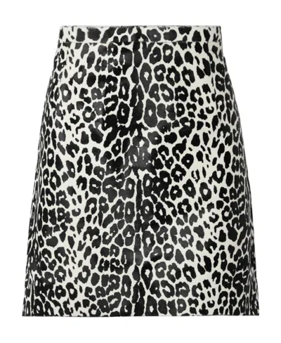 Michael Kors Leopard Print Mini Skirt In Black