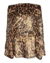 Michael Kors Leopard Print Off-shoulder Top In Metallic Brown/gold Silk In Gold