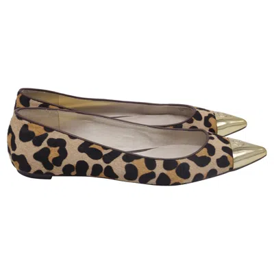 Michael Kors Leopard-print Pointed-toe Ballet Flats In Beige Pony Hair In Brown