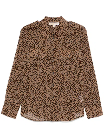 Michael Kors Leopard-print Shirt In Brown