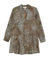 Michael Kors Abito Corto Chemisier In Cotone Animalier In Multicolor