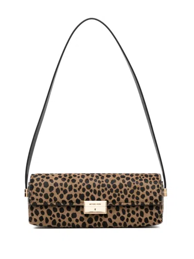 Michael Kors Leopard-print Shoulder Bag In 褐色
