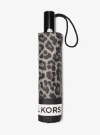 Michael Kors Leopard Print Umbrella In Black