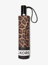 Michael Kors Leopard Print Umbrella In Brown