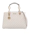 Michael Kors Cynthia Leather Tote Bag In White