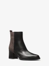 Michael Kors Lex Leather And Signature Logo Boot In Brown