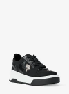 Michael Kors Lexi Embellished Mixed-media Sneaker In Black