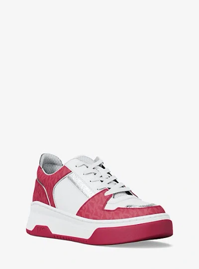 Michael Kors Lexi Mixed-media Sneaker In Red