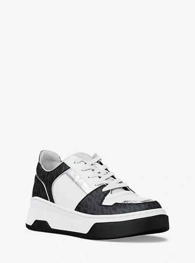 Michael Kors Lexi Mixed-media Sneaker In Black