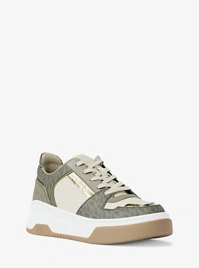 Michael Kors Lexi Mixed-media Sneaker In Green