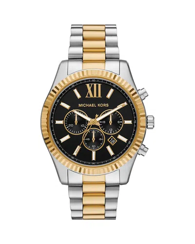 Michael Kors Lexington Chronograph Two-tone Stainless Steel Watch, 44mm In Black/two Tone
