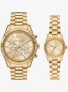 Michael Kors Lexington His And Hers Gold-tone Watch Set In Gold