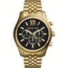 Michael Kors Men's Chronograph Lexington Gold-tone Stainless Steel Bracelet Watch 45mm Mk8286 In Gold