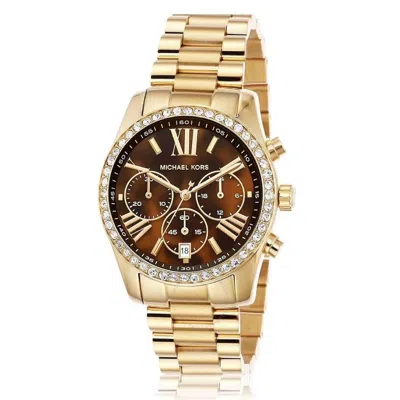 Michael Kors Lexington Pave Chronograph Quartz Brown Dial Ladies Watch Mk7276 In Gold