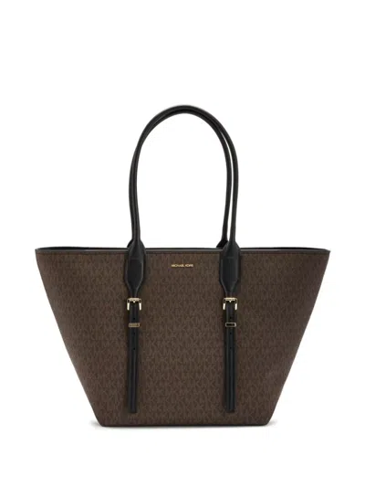 Michael Kors Lg Buckle Tote In Brown