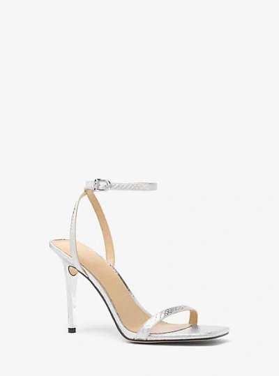 Michael Kors Liana Metallic Snake Embossed Leather Sandal