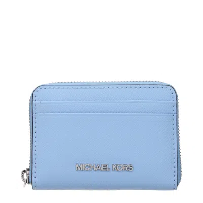 Michael Kors Light Blue Leather Cardholders In Multi
