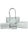 Michael Kors Light Blue Leather Shopper Bag In White