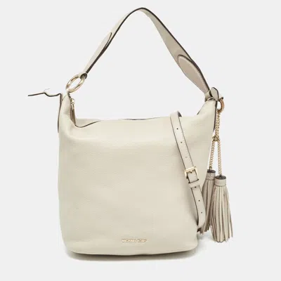 Pre-owned Michael Kors Light Grey Leather Elana Tassel Bucket Bag