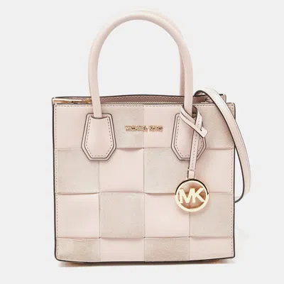 Michael Kors Light Leather And Suede Mercer Tote In Beige