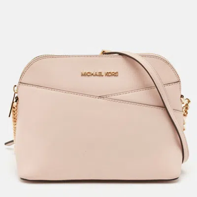 Pre-owned Michael Kors Light Pink Leather Jet Set Travel Dome Crossbody Bag
