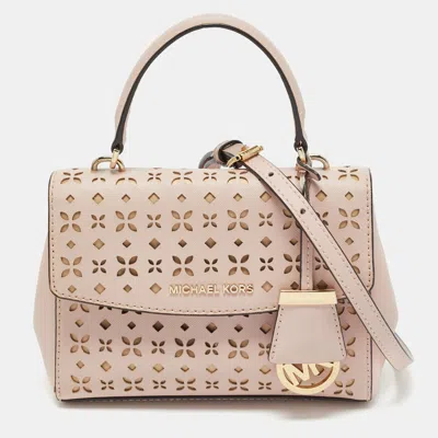 Pre-owned Michael Kors Light Pink Leather Xs Laser Cut Ava Top Handle Bag