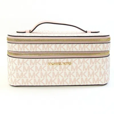 Pre-owned Michael Kors Light Pink White Pvc Leather Pouch Vanity Bag ()
