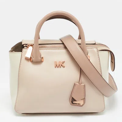 Pre-owned Michael Kors Light Pink/white Leather Nolita Satchel