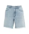 Michael Kors Light Wash Denim Shorts With Fringed Hem