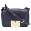 Michael Kors Lila Pebbled Crossbody Bag In Black Leather In Blue