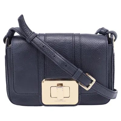 Michael Kors Lila Pebbled Crossbody Bag In Black Leather In Blue