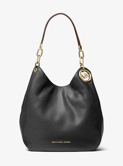 Michael Kors Lillie Large Pebbled Leather Shoulder Bag In Black