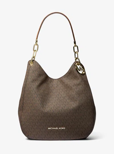 Michael Kors Lillie Large Signature Logo Shoulder Bag In Gray