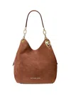 Michael Kors Lillie Large Suede Shoulder Bag In Brown