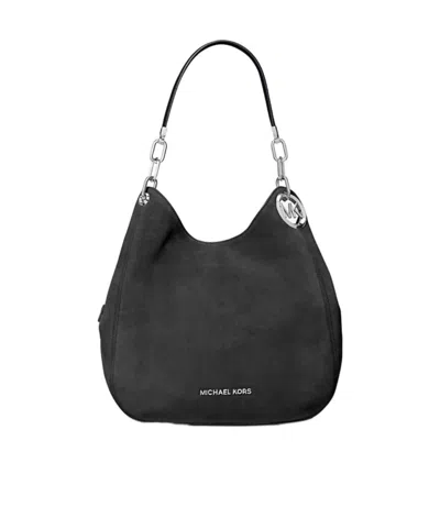 Michael Kors Lillie Large Suede Shoulder Bag In Black