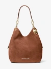 Michael Kors Lillie Large Suede Shoulder Bag In Brown