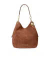 Michael Kors Lillie Large Suede Shoulder Bag In Brown