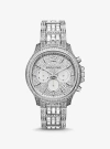 MICHAEL KORS LIMITED-EDITION OVERSIZED SAGE PAVÉ SILVER-TONE WATCH