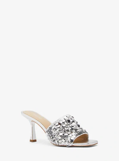 Michael Kors Limited-edition Tessa Hand-embellished Mule In Silver