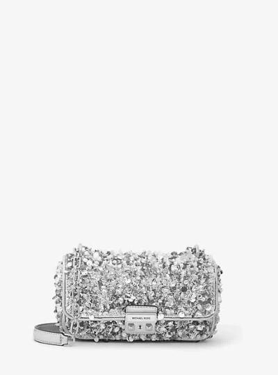 Michael Kors Limited-edition Tribeca Small Hand-embellished Shoulder Bag In Black