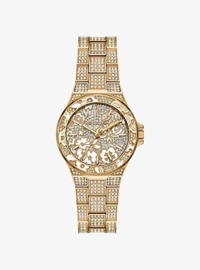 Michael Kors Limited-edition Mini Lennox Pavé Gold-tone Watch