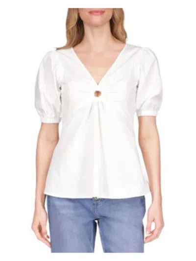 Michael Kors Lined Ring Cutout Blouse In White