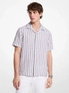 Michael Kors Linen And Cotton Blend Striped Shirt In Green