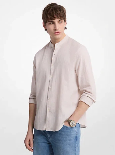 Michael Kors Linen And Cotton Blend Striped Shirt In Neutral