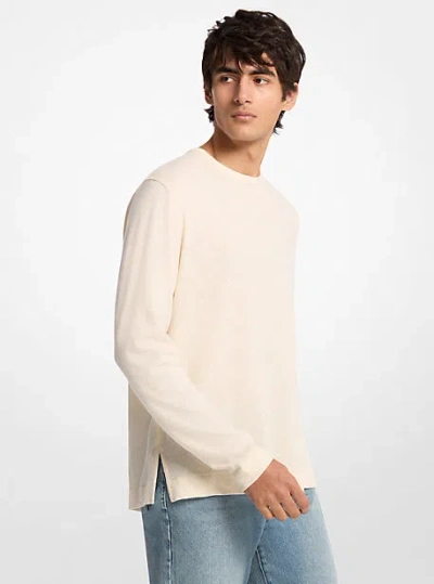 Michael Kors Linen And Cotton Jersey Long-sleeve T-shirt In White