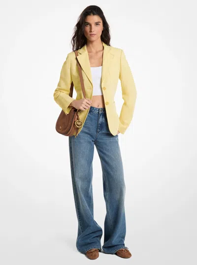 Michael Kors Linen And Cotton Patch Pocket Blazer In Gold